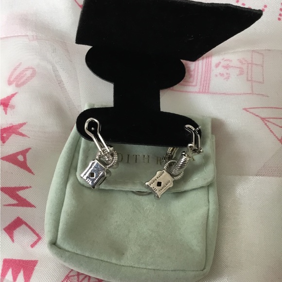 Vintage Judith Ripka Hoop Earrings With Natural Cushion Cut Smoky Quartz Charms - Picture 7 of 15